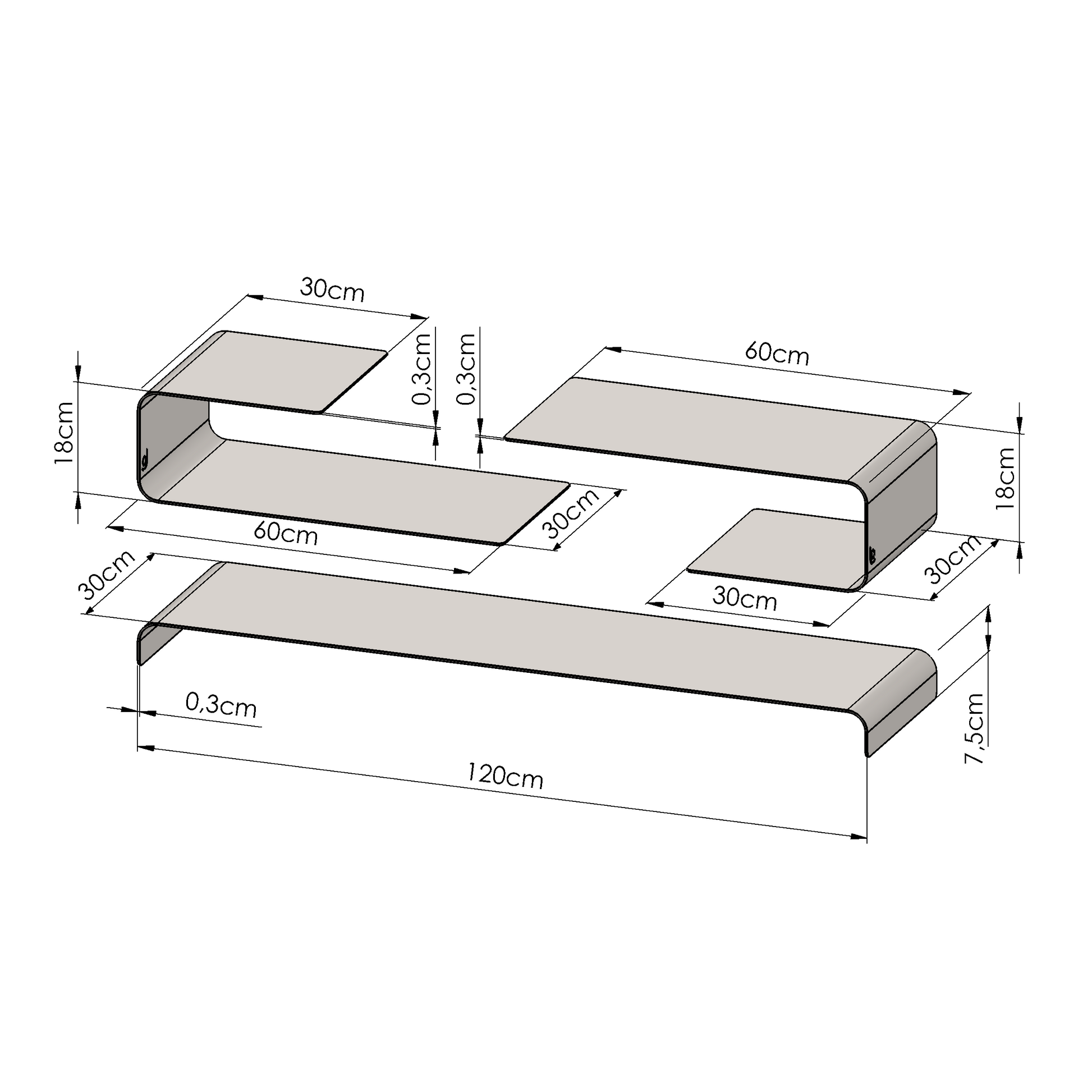 Lofalo BASIC Metal Console TV Stand Minimalist Metal TV Unit
